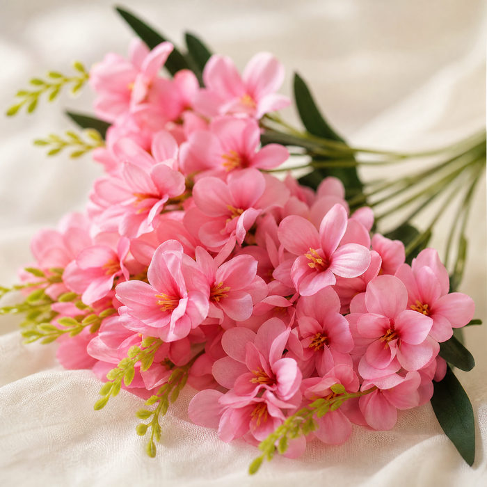 Silk Freesia Flower Stems – Faux Floral Bouquet for Wedding Table and Home Decor Display