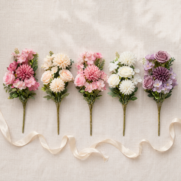 Artificial Rose Chrysanthemum Stems – Silk Faux Bouquet for Wedding Table Home Decor