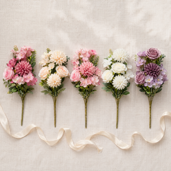 Artificial Rose Chrysanthemum Stems – Silk Faux Bouquet for Wedding Table Home Decor