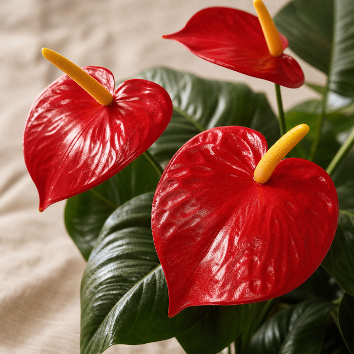 Artificial Anthurium Plant – 18 Head Faux Flamingo Flower Red Indoor Home Decor
