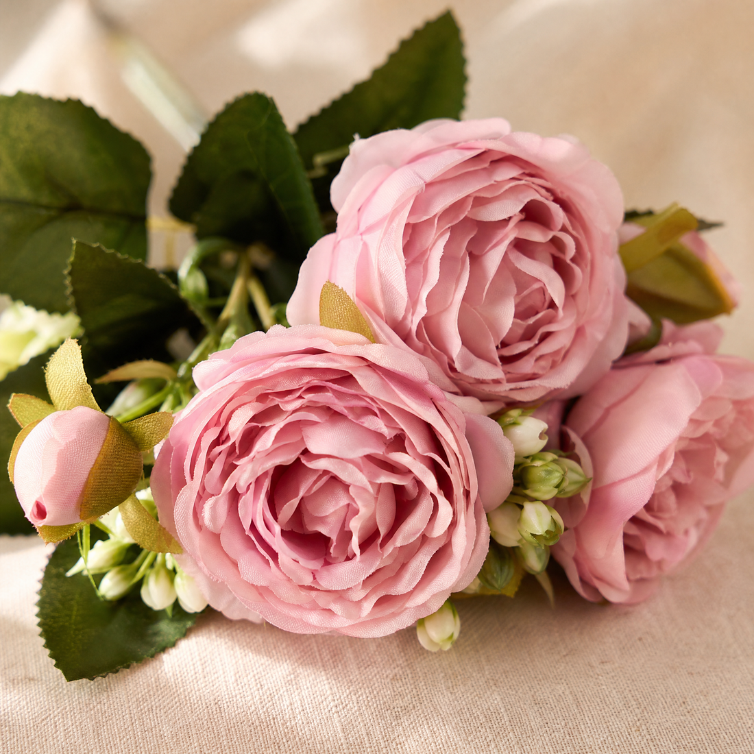 Silk Peony Bouquet – Faux Floral Arrangement for Home Vase Wedding Decor