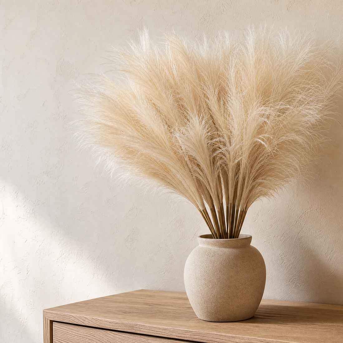 Artificial Pampas Grass Stems – Faux Bouquet for Wedding Table and Vase Decor