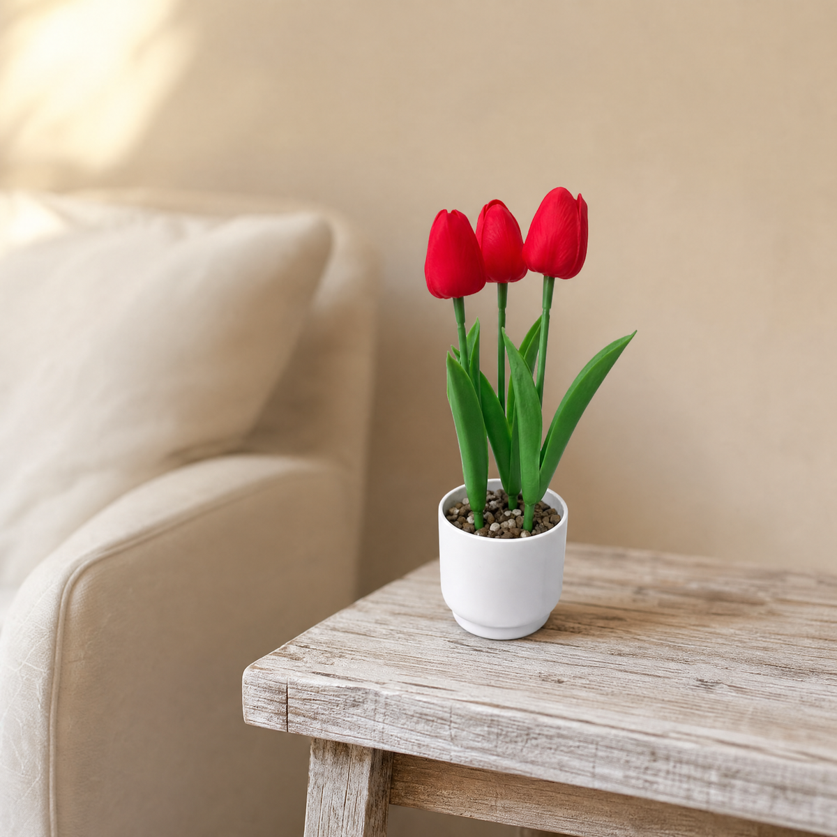 Faux Tulip Potted Plant – Realistic PVC Stems, Home Desk Decor, Wedding Table