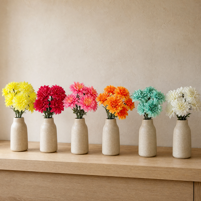 Faux Dahlia Bouquet 7 Heads – Faux Flowers for Wedding Table Centerpiece Home Decor