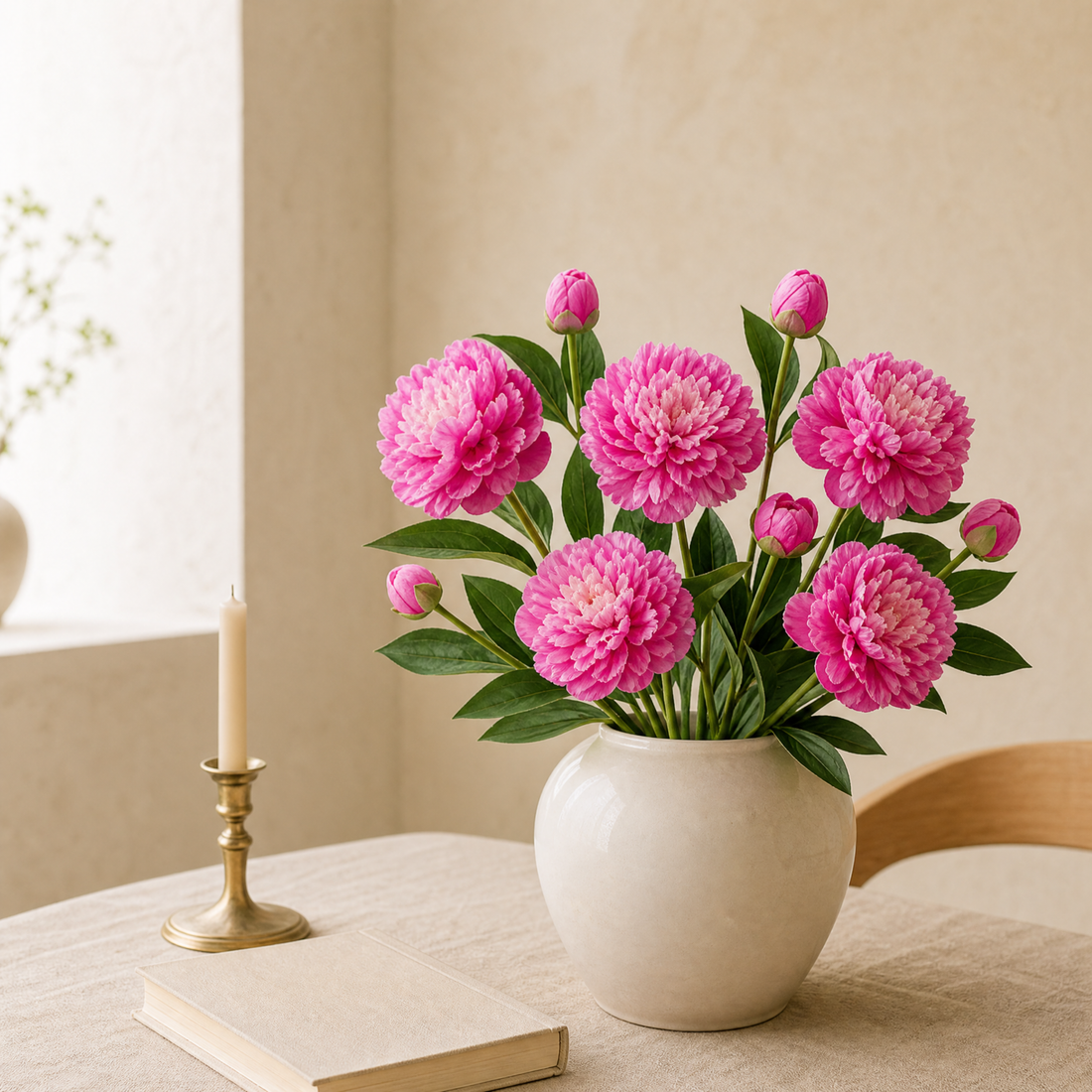 Faux Silk Peony Stem – 30 Inch Artificial Flower for Wedding Table Centerpiece