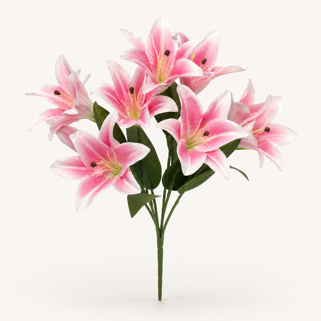 Silk Lily Bouquet – 7 Bloom Faux Floral Stems for Wedding, Home Decor and Gifting