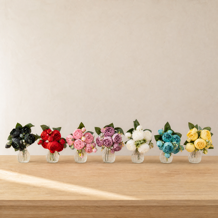 Silk Peony Bouquet – Faux Floral Arrangement for Home Vase Wedding Decor