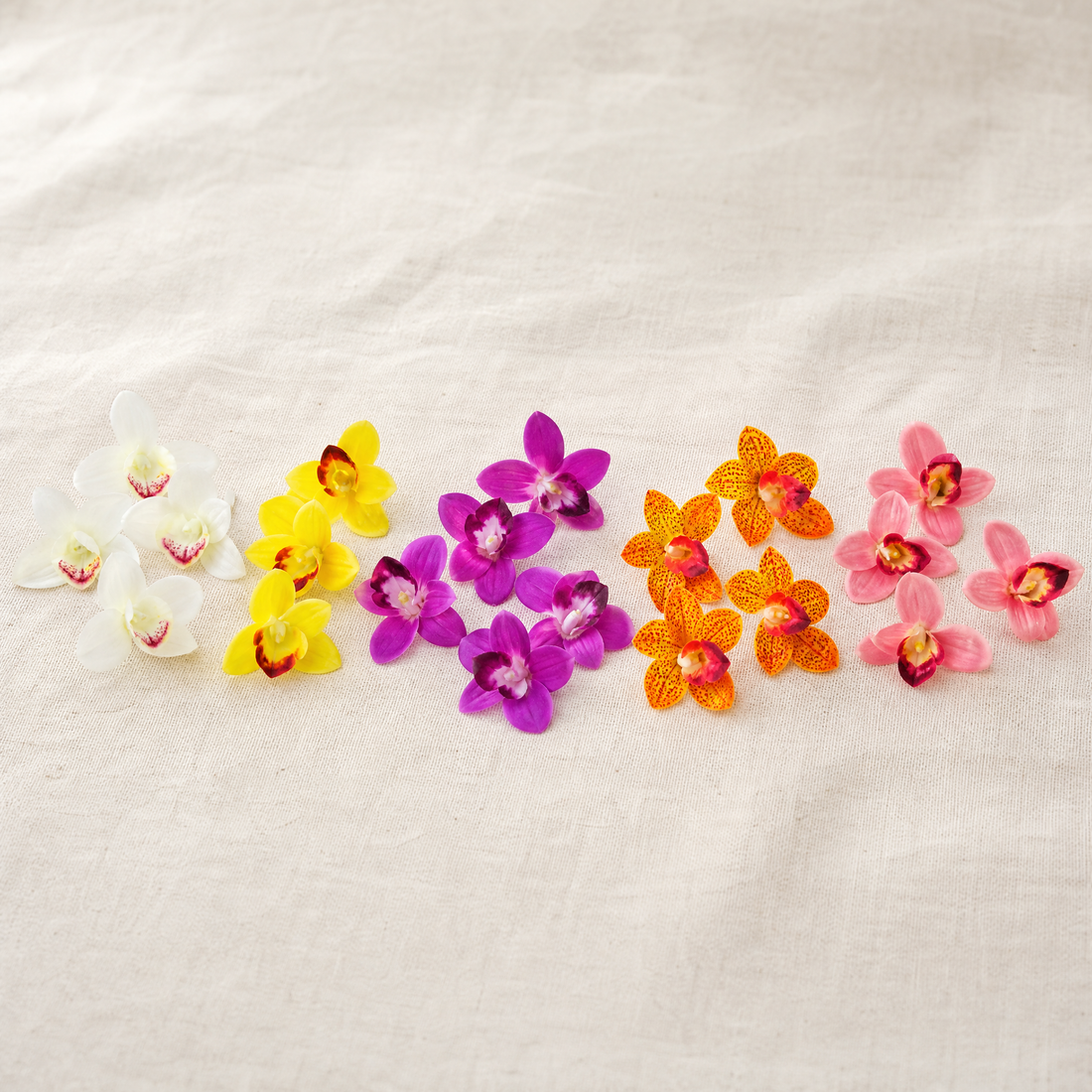 Silk Orchid Flower Heads – Faux Floral Stems for Wedding Bouquet and Home Decor