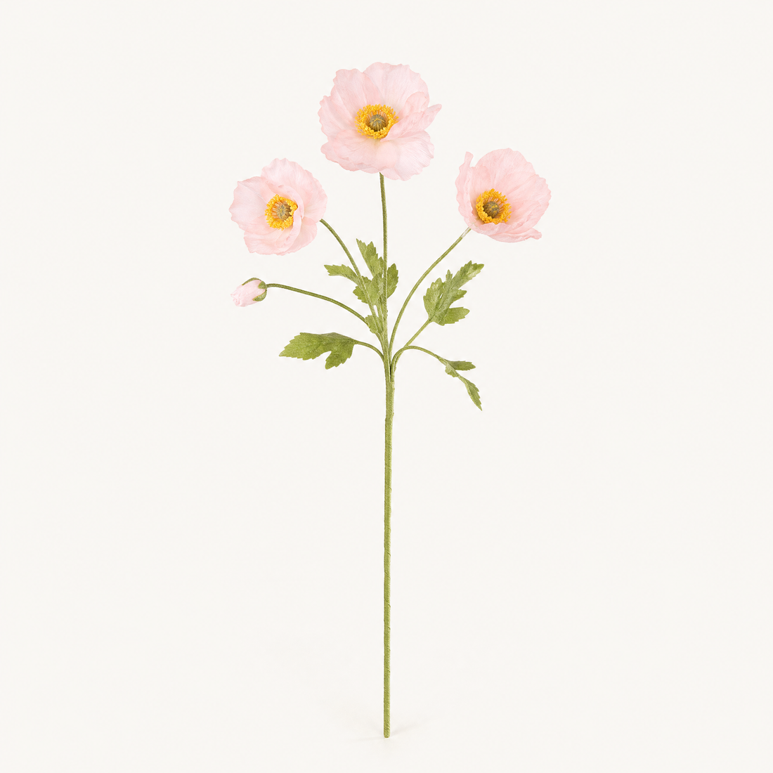 Silk Poppy Stem Faux Flowers – 4 Head Spray for Wedding and Home Decor