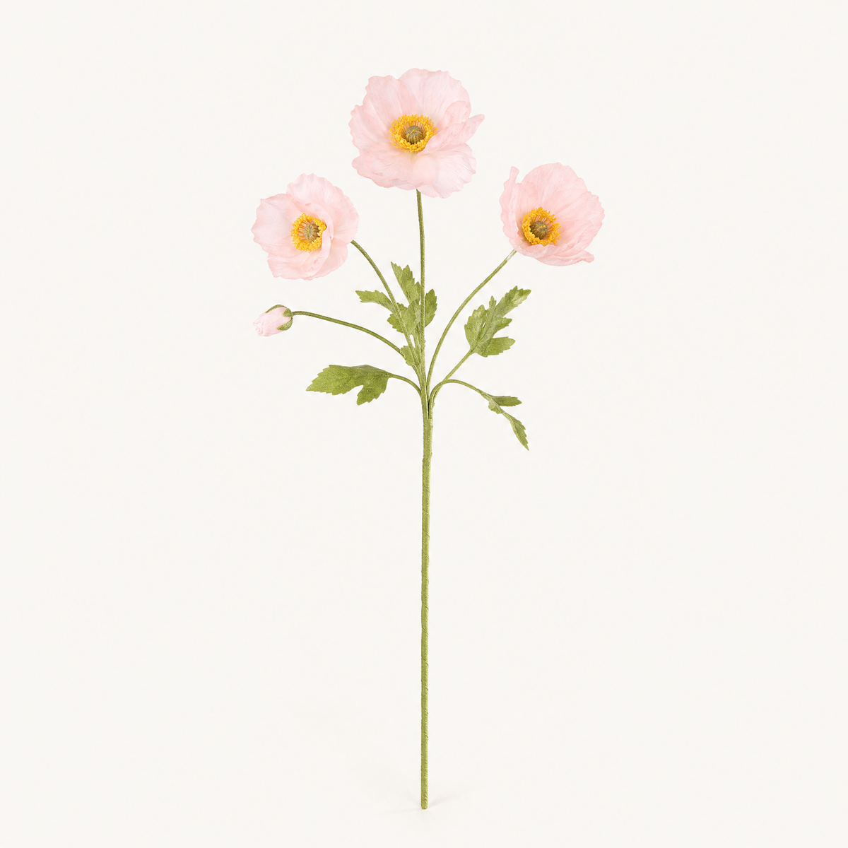 Silk Poppy Stem Faux Flowers – 4 Head Spray for Wedding and Home Decor