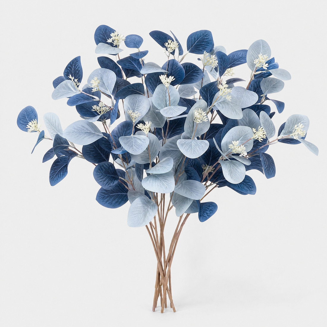 Faux Eucalyptus Stems – Blue Artificial Greenery Spray for Vase and Home Decor
