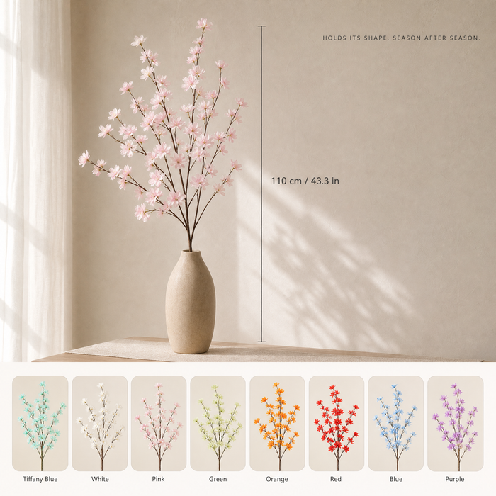 Faux Cherry Blossom Branch – Tall Artificial Sakura Branch for Wedding Home Vase Decor