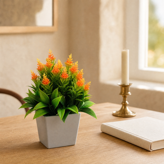Faux Potted Bonsai Plant – Silk Flower Arrangement for Desk, Shelf, Home Decor