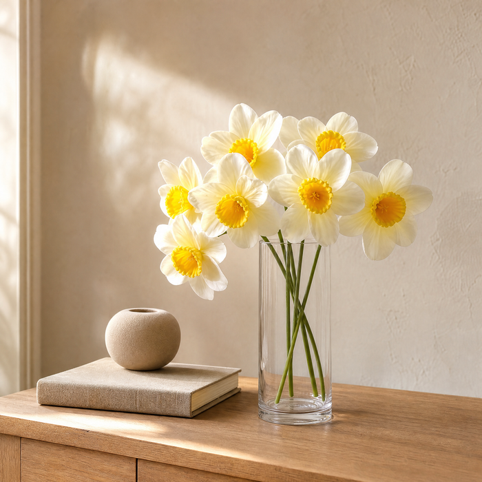 Artificial Daffodil Bouquet – Faux Narcissus Bouquet for Home Wedding Decor