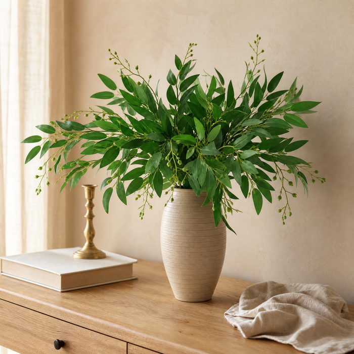 Artificial Willow Leaf Stems – Faux Greenery Bouquet for Home Vase Decor