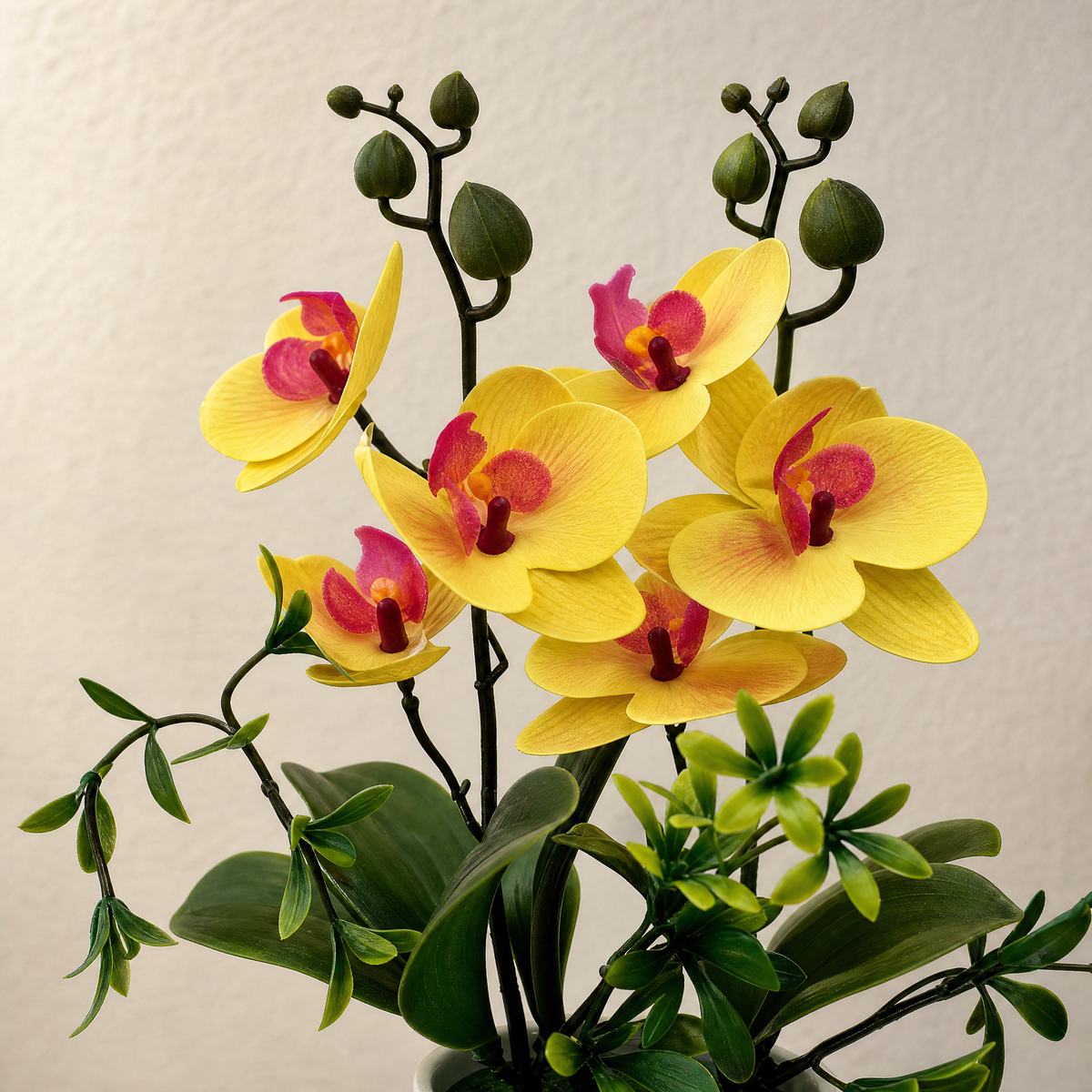 Artificial Orchid Pot Plant – Silk 6 Bloom Butterfly Bonsai, Home and Desk Decoration