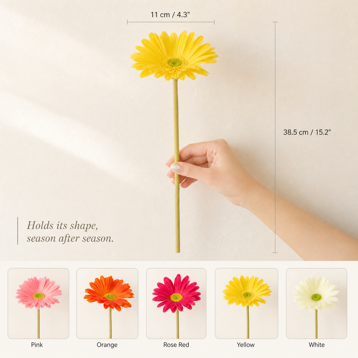 Faux Gerbera Stem – PU Artificial Flower for Home, Wedding and Desk Decor
