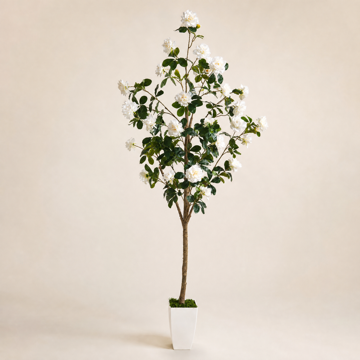 Artificial Peony Tree with Pot – White Faux Flower Tree Indoor Living Room Decor