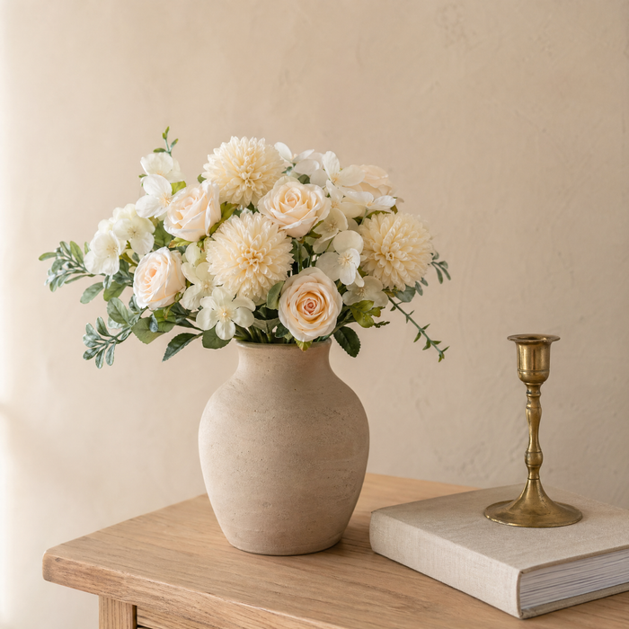 Artificial Rose Chrysanthemum Stems – Silk Faux Bouquet for Wedding Table Home Decor