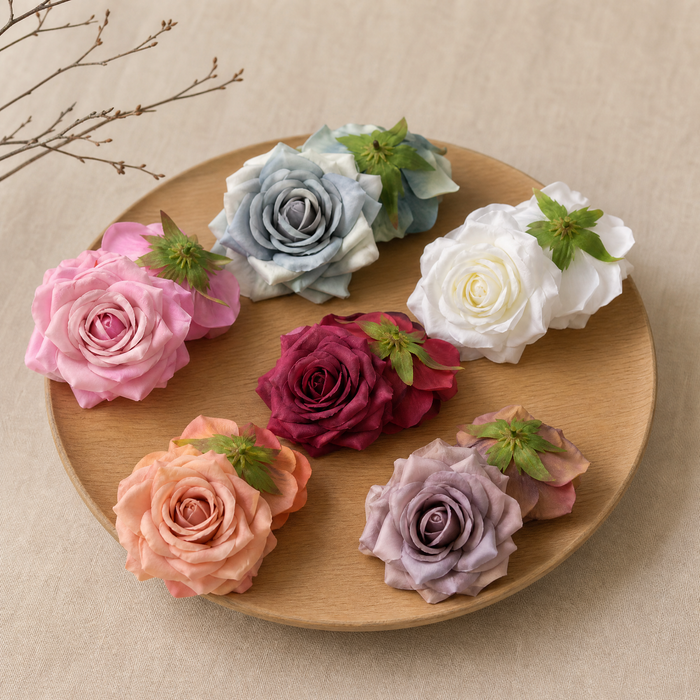 Silk Rose Heads Pack – Wedding Arch Wreath Brooch DIY Decor Artificial Flowers