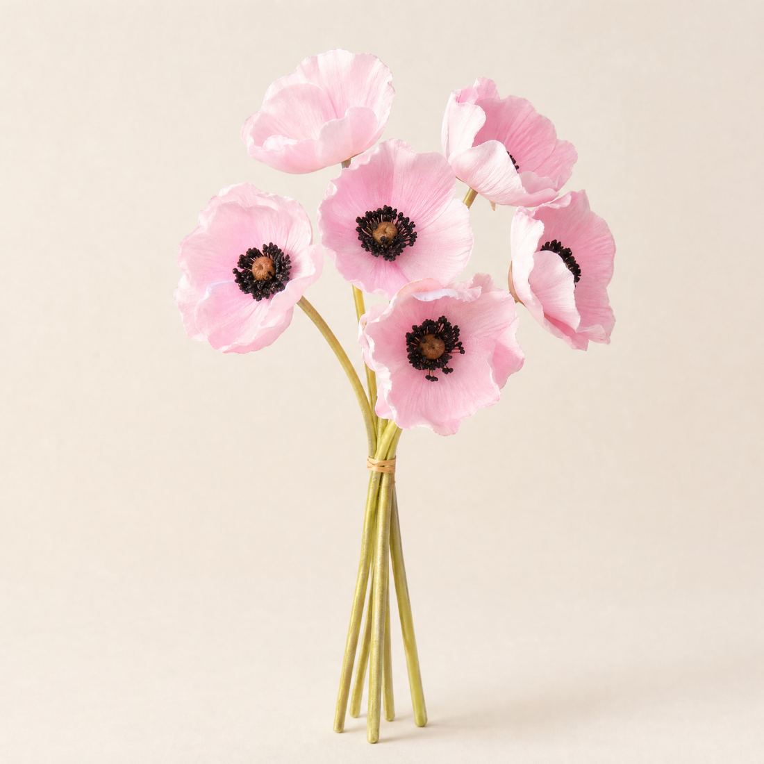 Faux Poppy Bouquet – PU Artificial Flowers for Wedding, Bridal, Home Decor