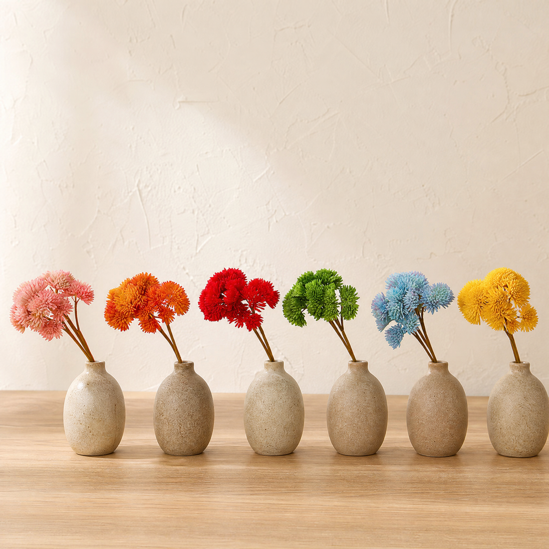 Faux Mimosa Stem – PU Cone Flower Pick for Home Decor and Floral Arrangements