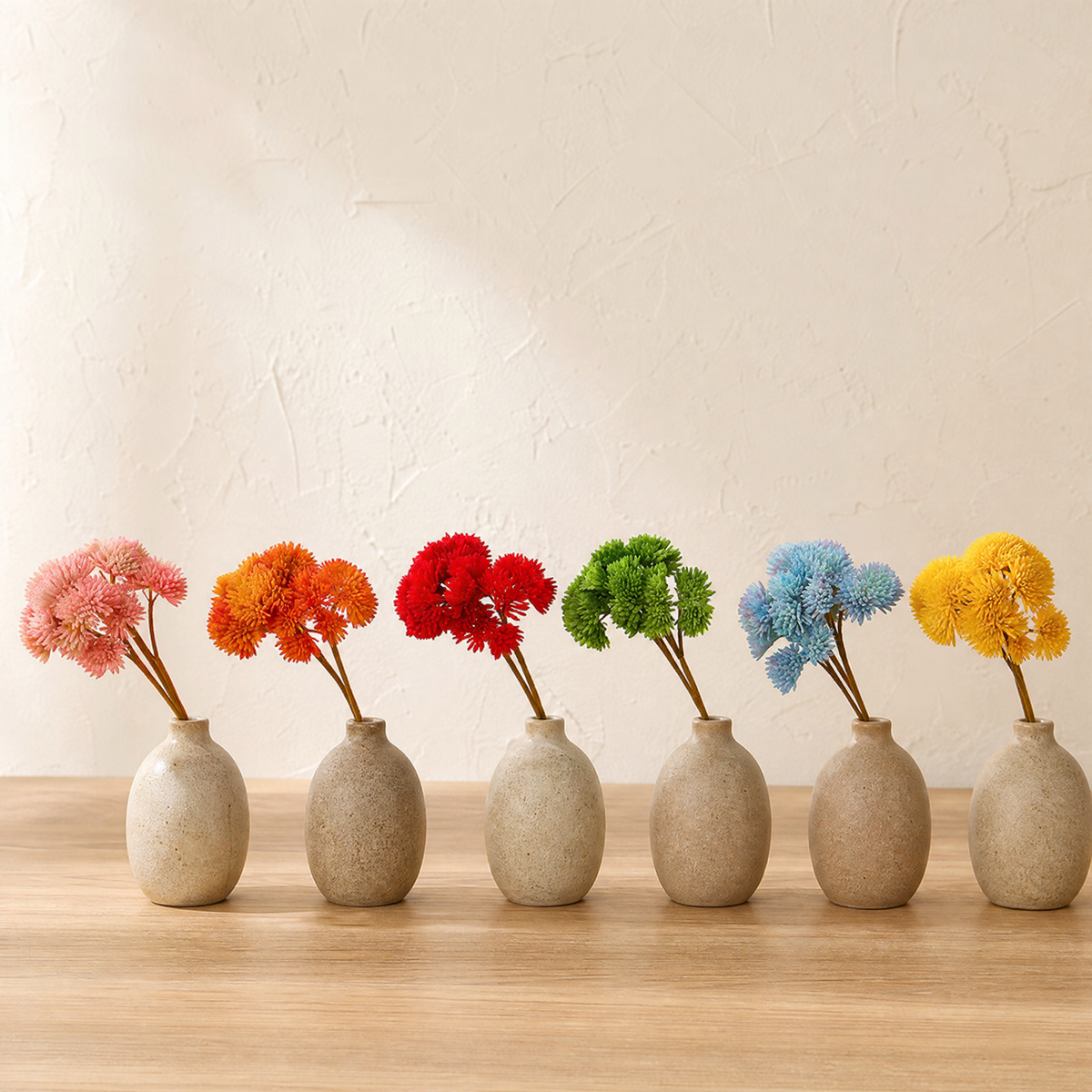 Faux Mimosa Stem – PU Cone Flower Pick for Home Decor and Floral Arrangements