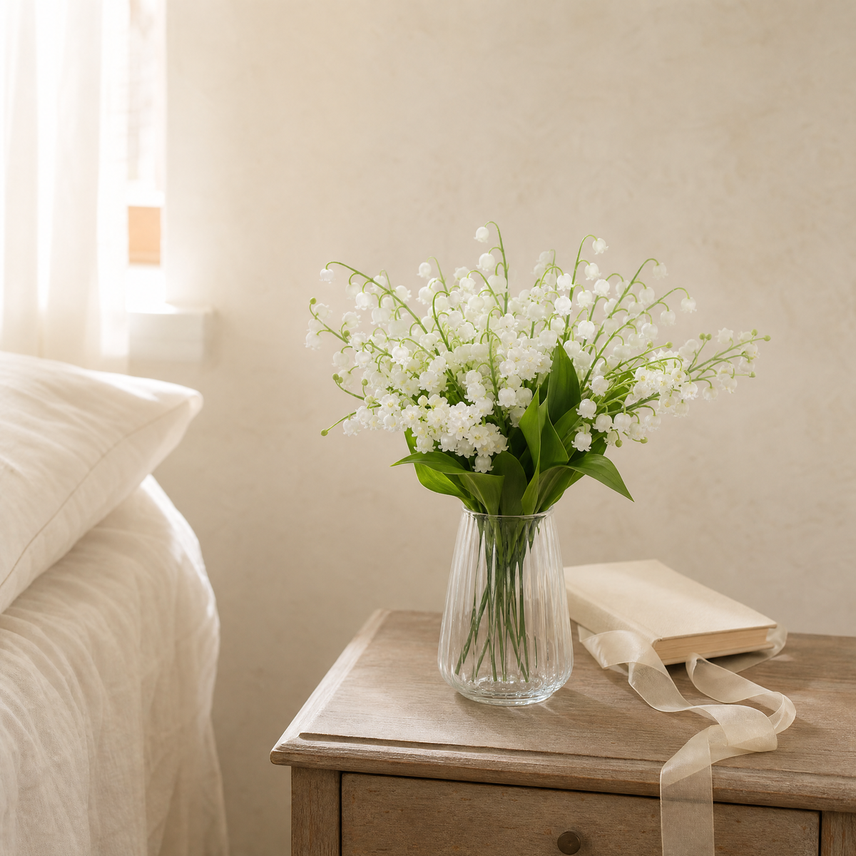 Lily of the Valley Artificial Stem – Faux White Flower for Home Vase Decor 35cm