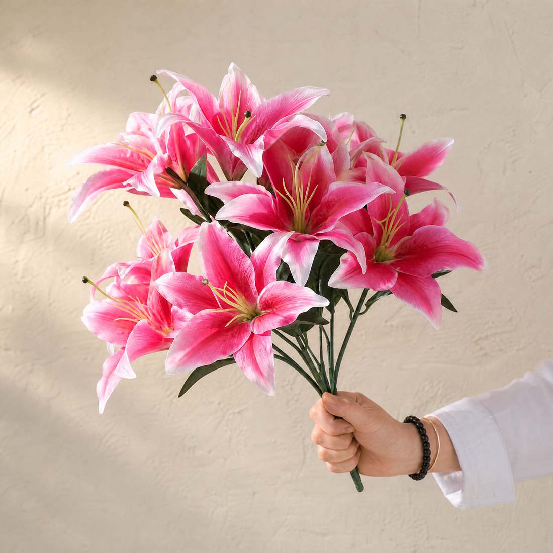 Silk Lily Bouquet 9 Heads – Faux Floral Branch for Wedding Home Decor Gift