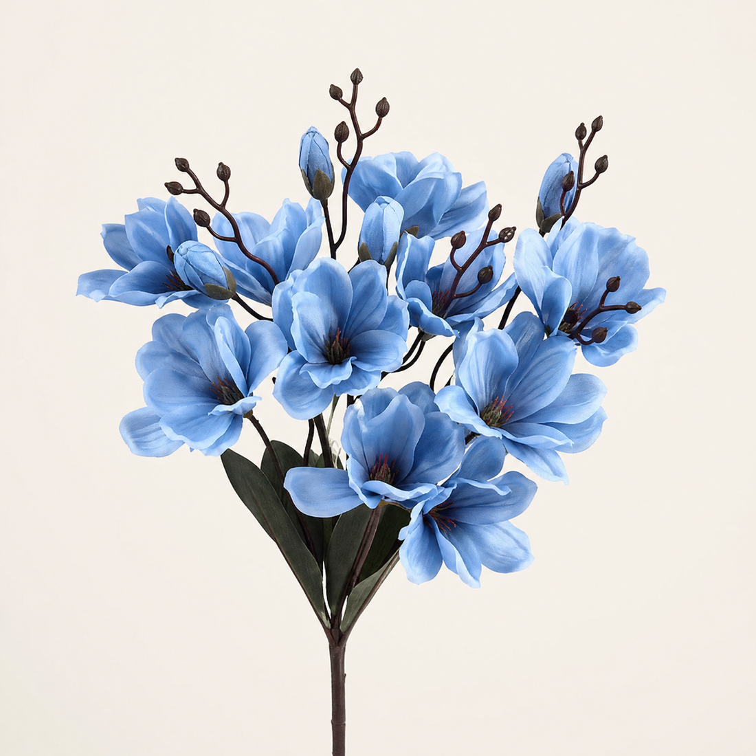 Faux Magnolia Stem Bouquet – 20 Head Silk Flower Arrangement Wedding Table Decor