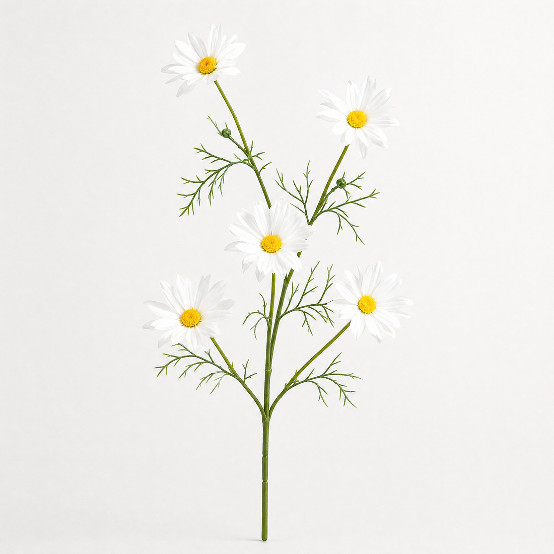 Silk Daisy Stem Faux Flower – 5 Head Cosmos Branch for Home Decor and Bouquets