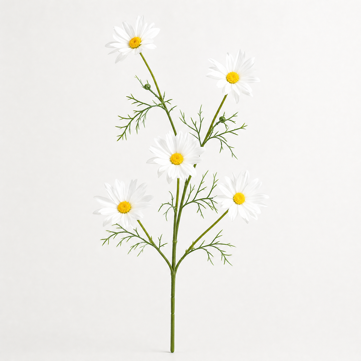 Silk Daisy Stem Faux Flower – 5 Head Cosmos Branch for Home Decor and Bouquets