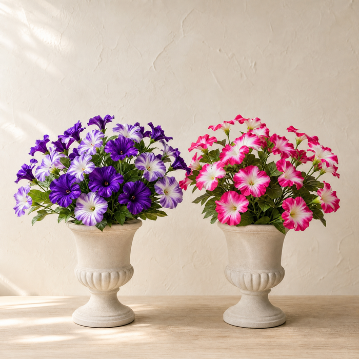 Artificial Petunia Flowers  – Faux Silk Outdoor Garden Balcony Decor