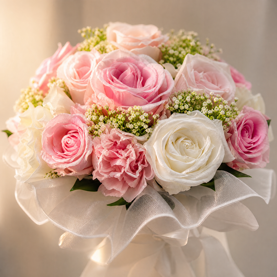 Faux Rose Bridal Bouquet – Silk Peony Wedding Flowers Bridesmaid Gift Decor