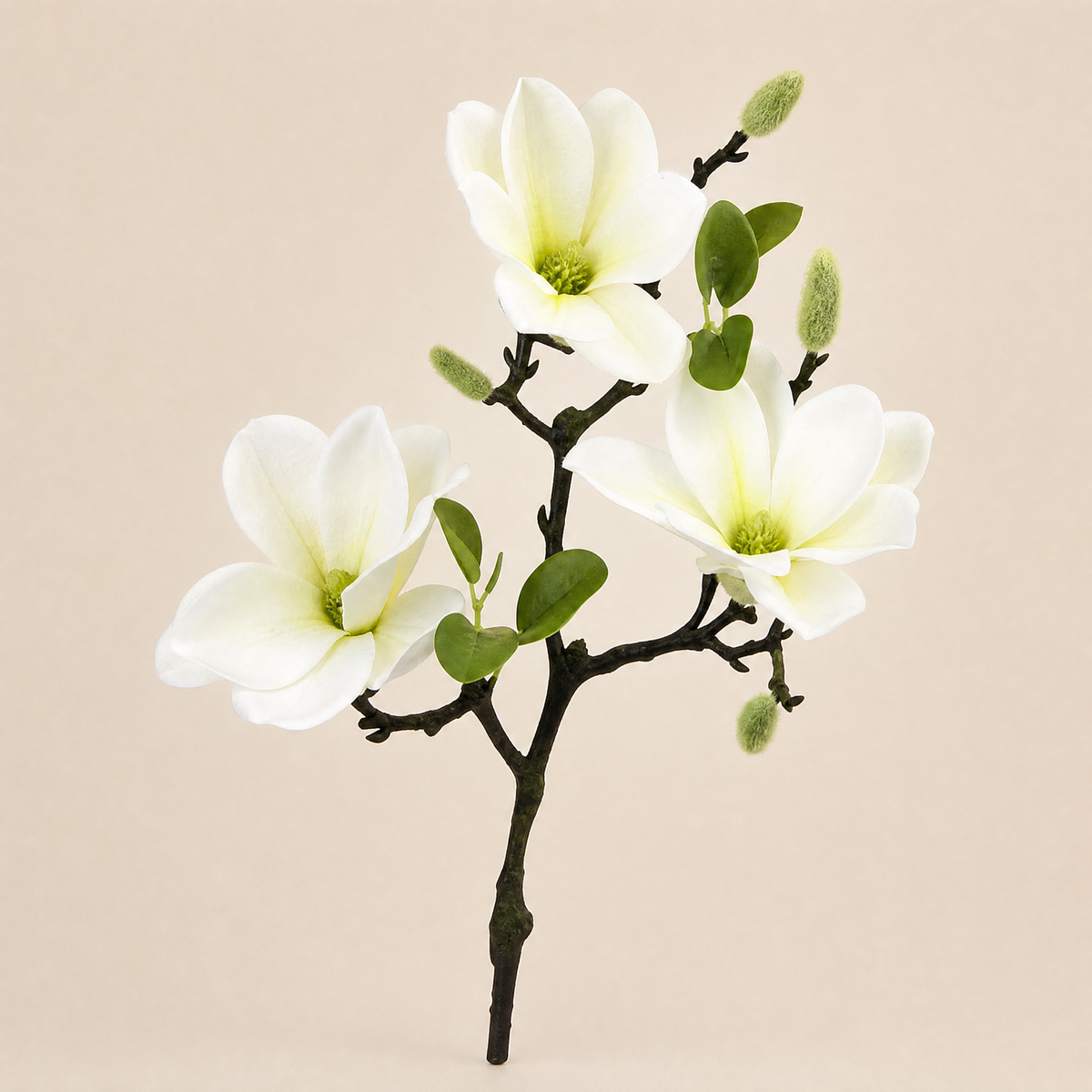 Faux Magnolia Stem – Realistic Single Branch, Home Decor Floral Arrangement