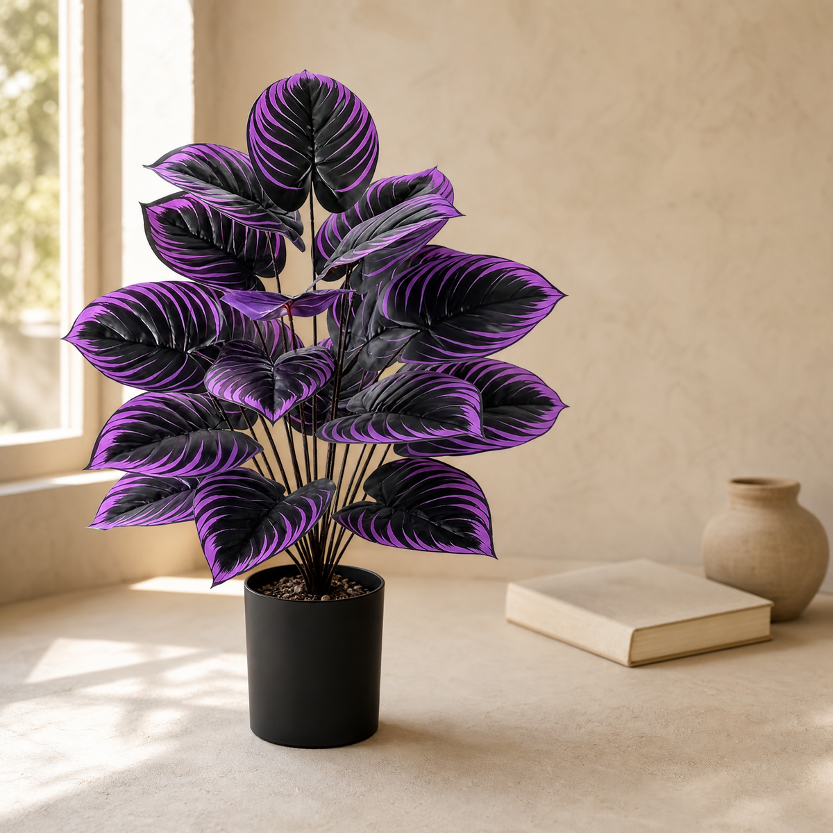 Artificial Calathea Plant – 18 Heads, 75cm Faux Floor Plant for Home Decor and Events