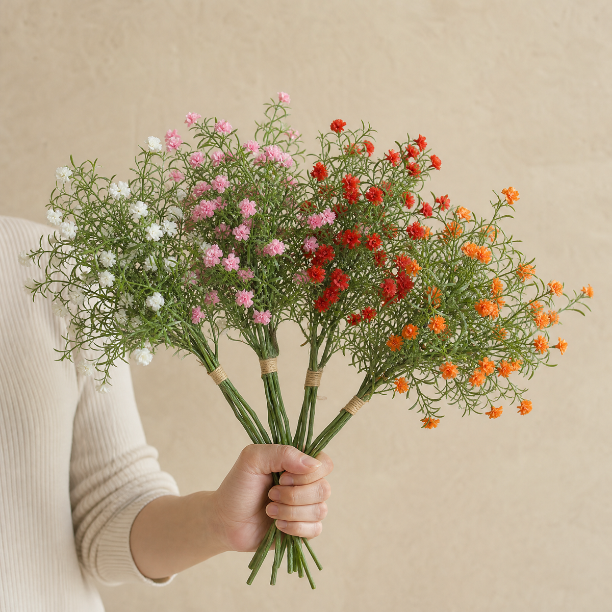 Faux Plum Blossom Stem – Artificial Wildflower Spray for Home and Wedding Decor