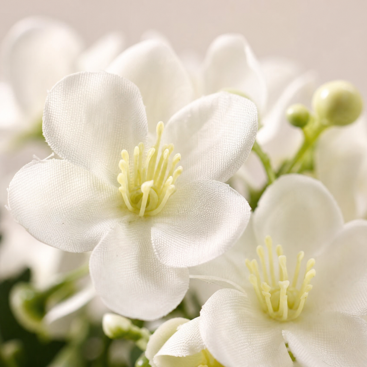 Faux Cherry Blossom Stem – 5-Branch Silk Flower for Wedding Bouquet and Home Decor
