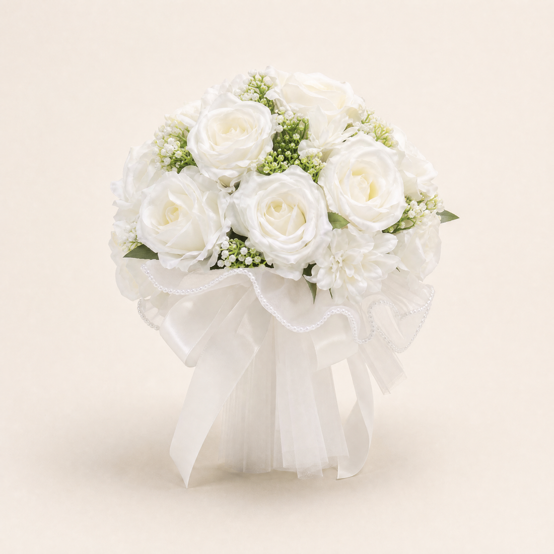 Silk Rose Bridal Bouquet – Faux Peony Dahlia Wedding Flowers, Photo Prop, Home Decor