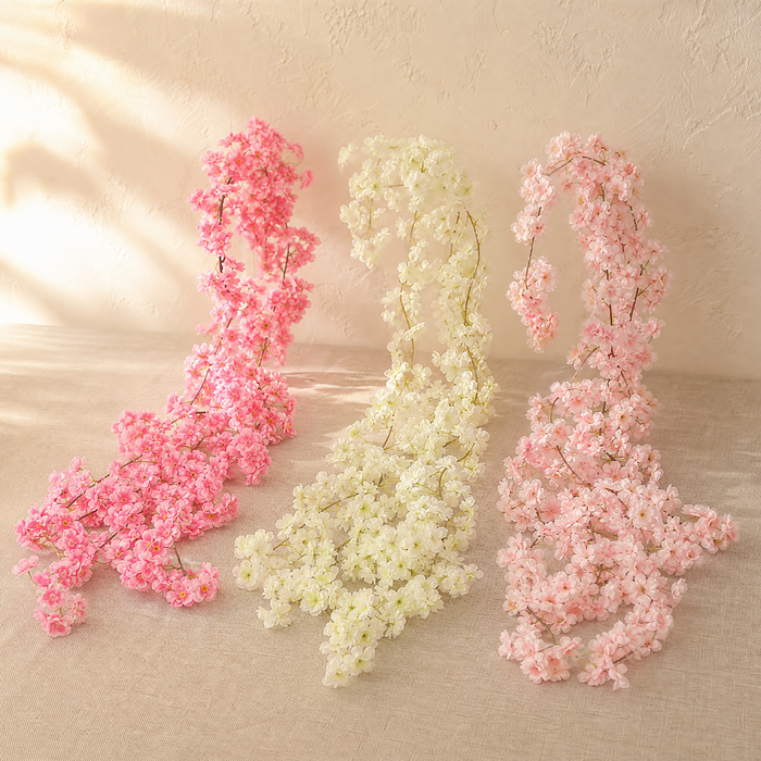 Artificial Cherry Blossom Garland – Silk Flower Vine for Wedding Arch Home Decor