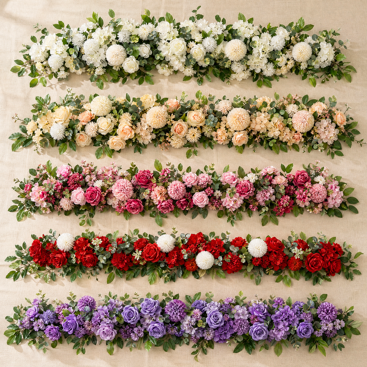 Artificial Flower Row 100cm – Wedding Arch Backdrop Table Centerpiece Floral Decor