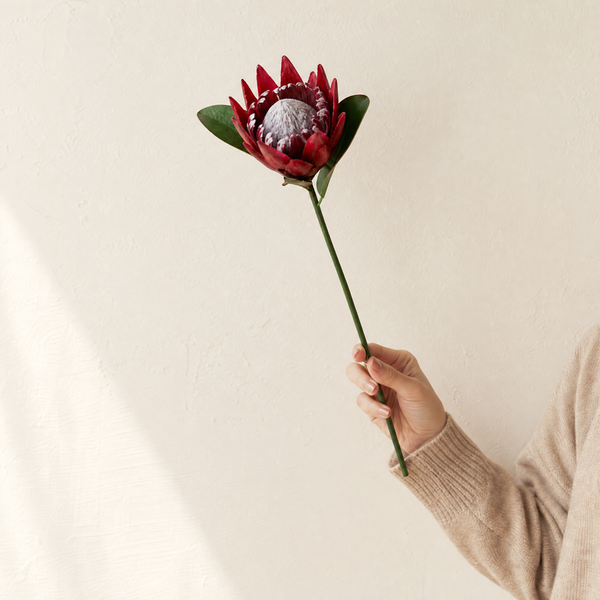 Faux King Protea Stem – Silk Artificial Flower for Wedding and Home Decor