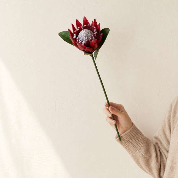 Faux King Protea Stem – Silk Artificial Flower for Wedding and Home Decor