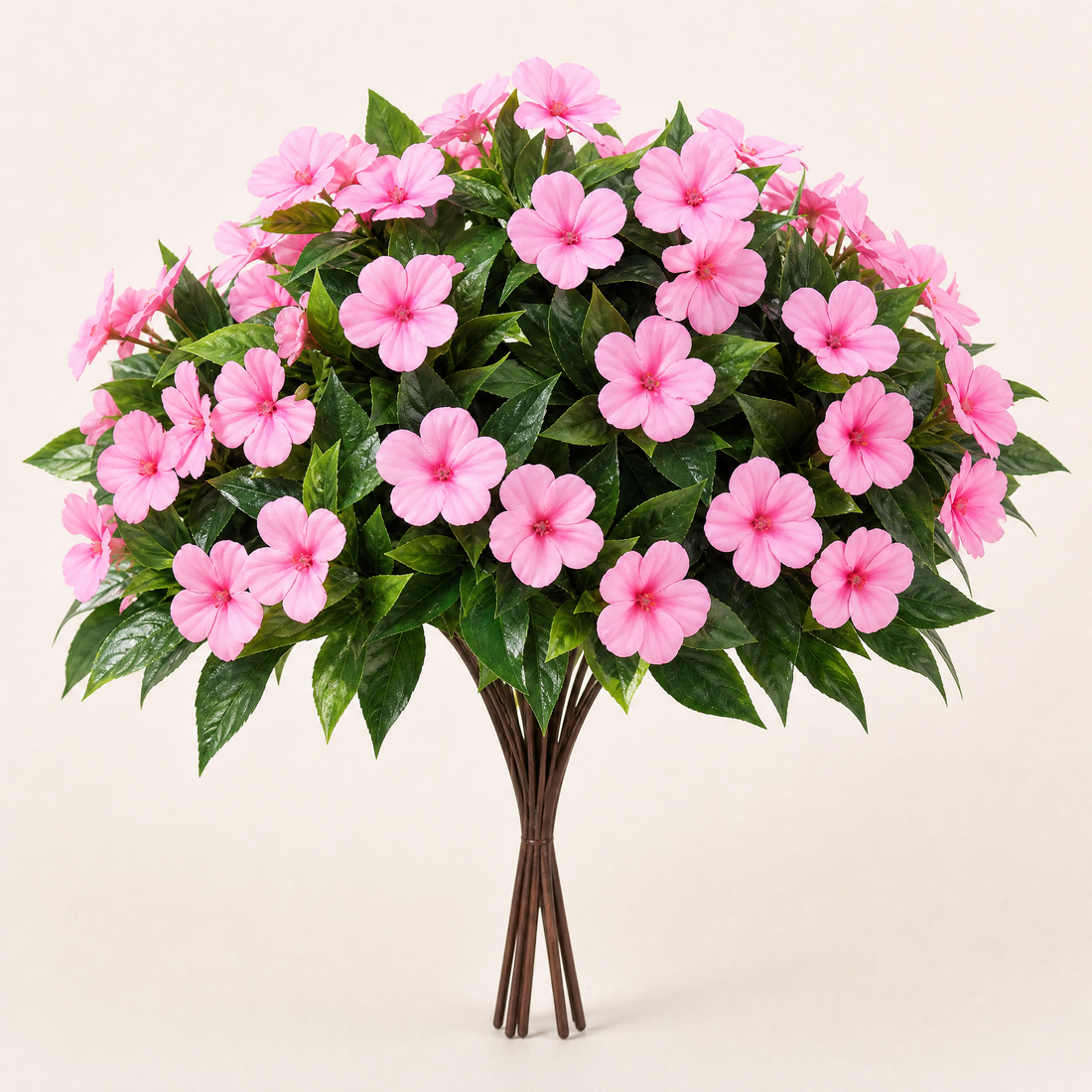 Artificial Impatiens Bouquet – Silk Flower Bush for Wedding Table Home Decor