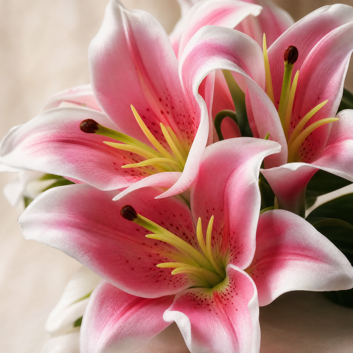 Silk Lily Bouquet – 7 Bloom Faux Floral Stems for Wedding, Home Decor and Gifting