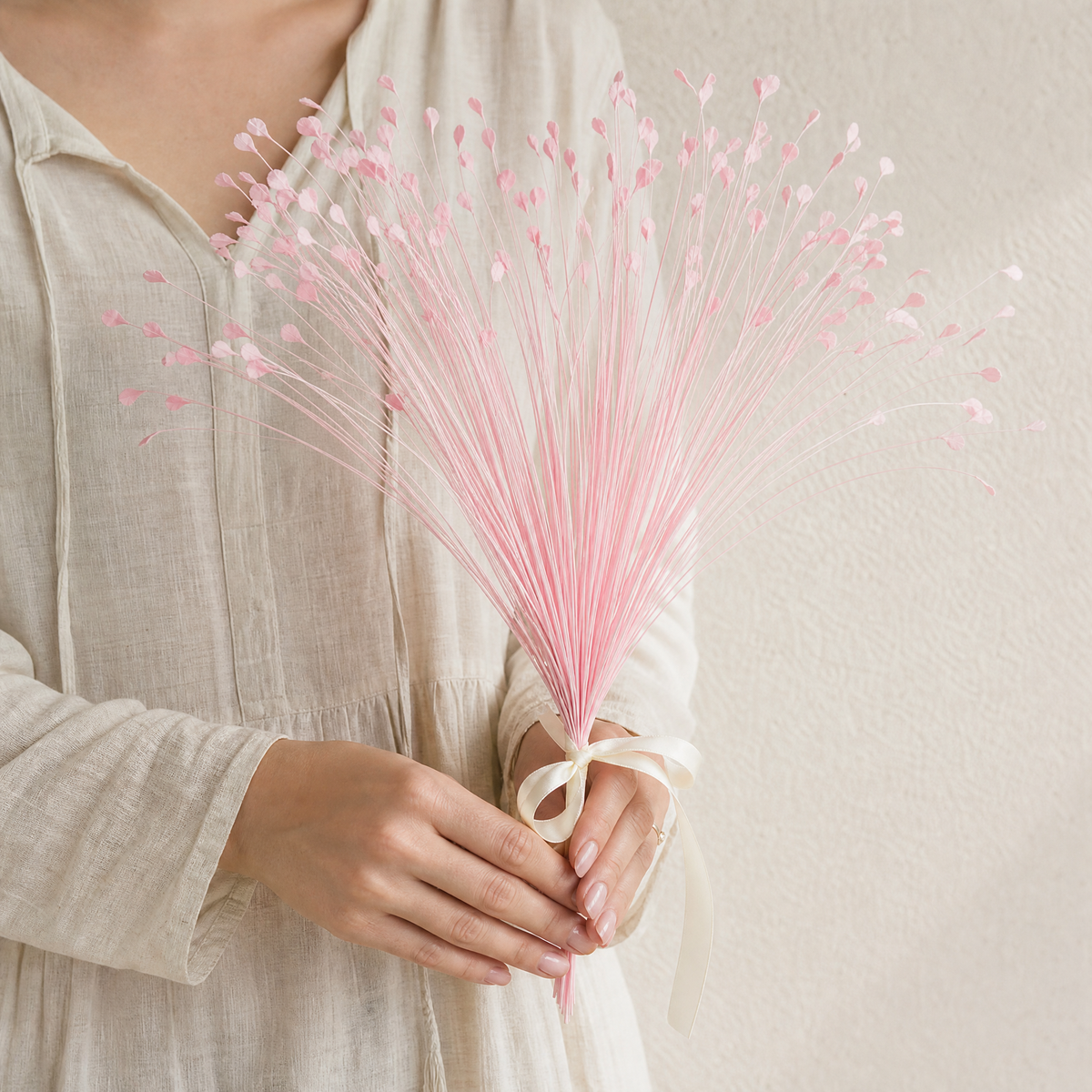 Peacock Grass Spray Stems – Faux Reed Bunch Wedding Decor Floral Arrangement 7pc