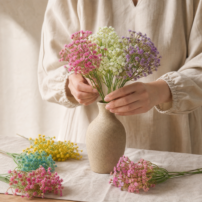Silk Gypsophila Stems – Faux Baby's Breath for Weddings and Home Decor