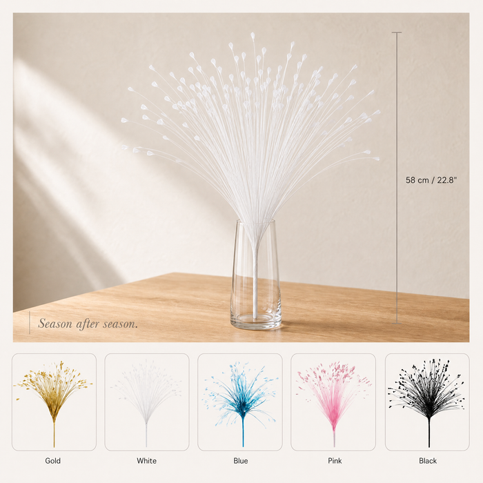 Peacock Grass Spray Stems – Faux Reed Bunch Wedding Decor Floral Arrangement 7pc