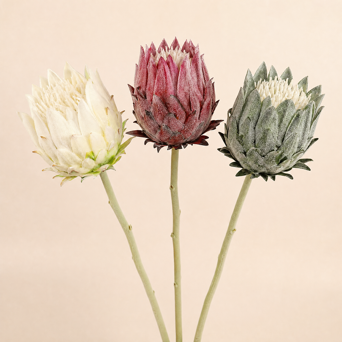 Faux Protea Stem – Lifelike Silk Artichoke Flower for Home Decor and Wedding