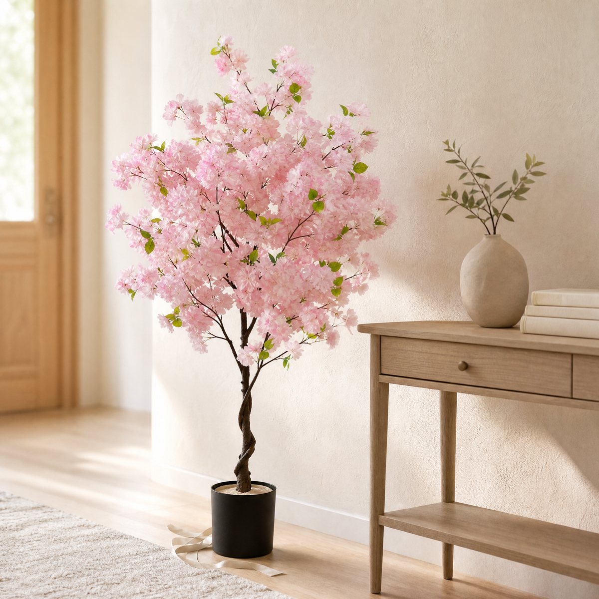 Artificial Cherry Blossom Tree – Faux Floral Floor Plant for Home and Office Decor